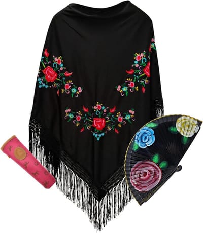 Sjaal en Waaiertas - Wikkeldoek en Waaiertas - Mode Accessoires - Handgemaakt in Spanje - 170 cm x 90 cm