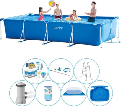 Frame Pool Rechthoekig 450x220x84 cm - 8-delig - Zwembad Bundel