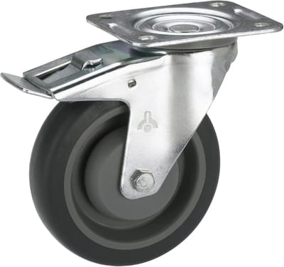 Transportwiel met rem - Zwenkwiel met plaat - Meubels verplaatsen - Kogellager - 100x32mm - Zilver