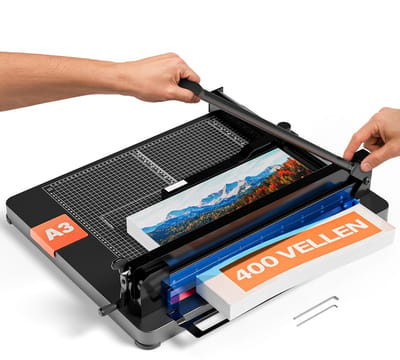 ACROPAQ Stapelsnijder A3 – Snijdt tot 400 vellen, Zware stalen basis, Krasbestendig oppervlak, Veiligheidsvergrendeling – Professionele guillotine papiersnijder, Papiersnijmachine