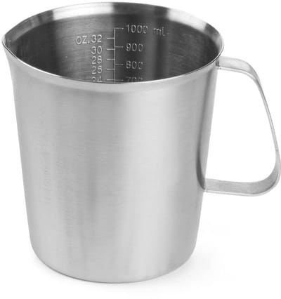 Maatbeker, 1L, met schaalverdeling, melkkannetje, melkkan, extra stevig, ø120x(H)130mm, roestvast staal 18/0