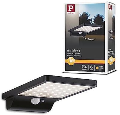LED Buitenlamp Solar Wandlamp met Bewegingsmelder - Vierkant, Waterdicht, Zwart, 3000K