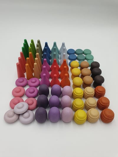 Houten mandela figuren - Loose parts - 81 stuks - Open einde speelgoed - Educatief montessori speelgoed
