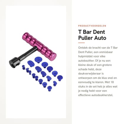 Dailygoods- Deukentrekker Professioneel - T Bar Trekker - Auto Deukverwijderaar - Carrosserie Reparatieset - 18 Stuks - Inclusief Accessoires