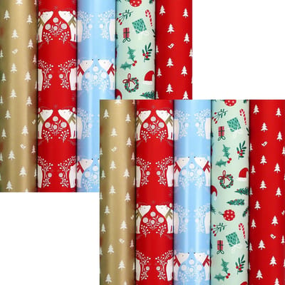 COSY COTTAGE cadeaupapier - kerstpapier inpakpapier - 2 meter x 70 cm - 10 rollen