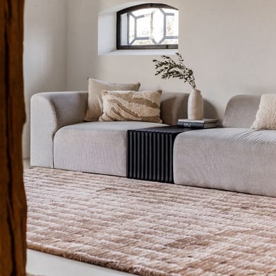 Vloerkleed Rectangle Bruin/Wit - 200 x 290 cm - (L)