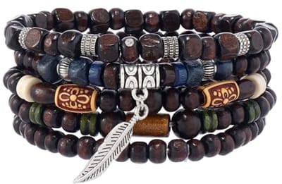 Houten Stretch Armbanden voor Meditatie en Gebed - Set van 5 Kralenarmbanden voor Vrouwen en Mannen