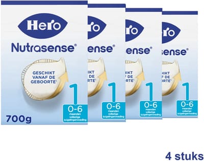 Hero Nutrasense Classic 1 (0-6 Maanden) - Zuigelingenvoeding - Flesvoeding - met Melkvet - Palmolievrij - 4 x 700 gram