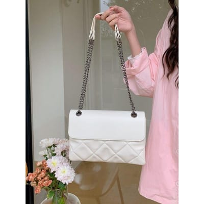 Diamond Chain Kleine Tas voor Dames Ins Nieuw Trendy Koreaanse Stijl Veelzijdig Eénschouder Crossbody Modieuze Kleine Vierkante Tas gray