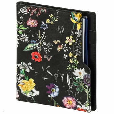 1016-12 hervulbare A5 Ringband Organizer Zee van bloemen zwart 1 week per 2 paginas 2026-2027-2028