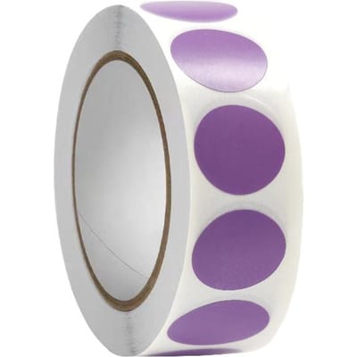 Rouleau de 1 000 étiquettes autocollantes colorées à pois, en papier couché, pour la classification, fournitures de papeterie Kawaii violet