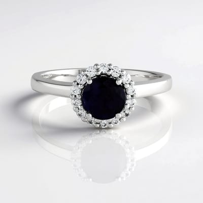 Cavill - 925 Sterling Zilver Ring met Madagaskar Blauwe Saffier 0,99ct en Cambodjaanse Zirkoon 0,25ct - Verstelbare Elegante Sieraden Dames