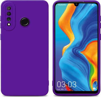 Cadorabo Hoesje geschikt voor Huawei P30 LITE in FLUID DONKER PAARS - Beschermhoes gemaakt van flexibel TPU silicone Cover Fluid Case
