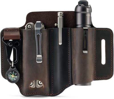 Handgemaakte leren schede voor multitools en messen, veelzijdige houder en organizer voor gereedschap en messen met scheidingsfunctie