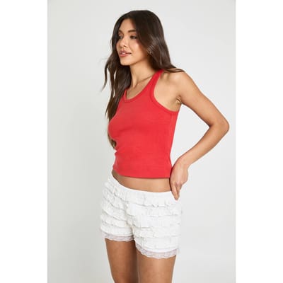 boohoo Dames Linnen Look Ruffle Short | Wit | Maat: 34
