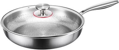 Koekenpan - Koekenpan met deksel - Koken en braden - Anti-aanbak titanium - 26 cm - Grijs