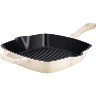 SILVERCREST Gietijzeren grillpan of koekenpan (Vierkant, Crème)
