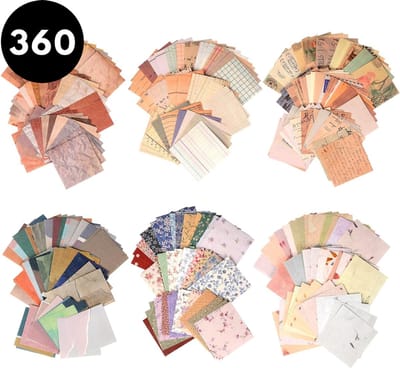 Ultiluxe® Vintage Scrapbook papier - 360 vellen - Retro dagboek papier - 6 verschillende stijlen - Schrijfpapier - Decoratie voor planner, journal, notitieboek of scrapboek - Scrapbooking - Notebook