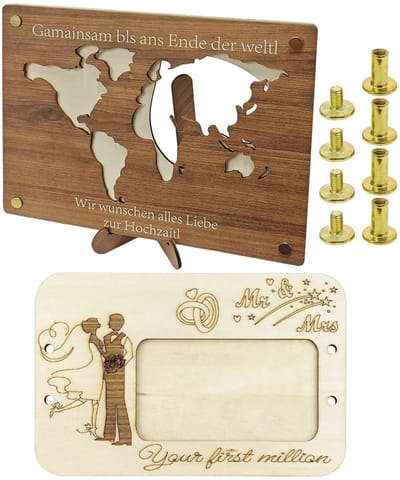 Dailygoods- Portefeuille Houten - Verjaardagscadeau - Handgemaakt - Kaartvormig - Desktop Ornament - Milieuvriendelijk Materiaal - Portemonnee