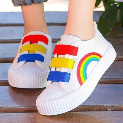 Canvasschoenen voor kinderen Meisjesschoenen Kleine witte schoenen voor meisjes Babyboardschoenen Regenboog Enkele schoenen voor jongens 20