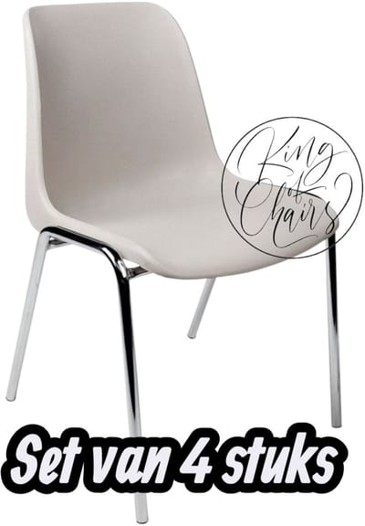 Kantinestoel Helene Lichtgrijs -set van 4- verchroomd onderstel kantinestoel stapelstoel kuipstoel vergaderstoel tuinstoel kantine stoel stapel stoel tuin stoel kantinestoelen stapelstoelen kuipstoelen arenastoel schoolstoel bezoekersstoel Everardo