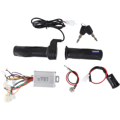 Kit Contrôleur Brossé 24V 250W pour Vélo Électrique, Accélérateur à Poignée Tournante, avec Port de Charge et Serrure de Porte Électrique black