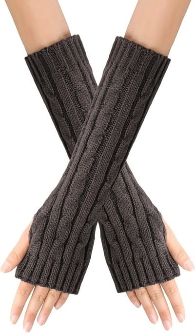 Nivard Armwarmers - Polswarmers - Armwarmers Dames - Duimopening - Wol - Armstukken - Winter - Donkergrijs