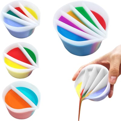 Mmgoqqt - 4 Gesplitste verfbekers - Acrylverfbekers - Verfgietbekers - Gesplitste verfbekers - Schildergereedschap - DIY-knutselen - Schilderaccessoires - Acrylverfgietbekers - Vloeibare kunst