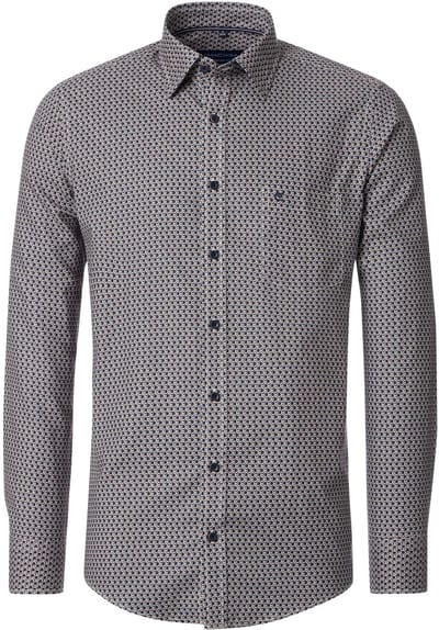 CASA MODA Sport comfort fit overhemd - popeline - blauw dessin - Strijkvriendelijk - Boordmaat: 39 - 40