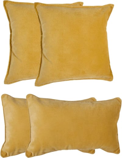 Atmosphera Bank/sierkussens Sophia - set 4x - Okergeel - polyester - met rits - In 2 formaten