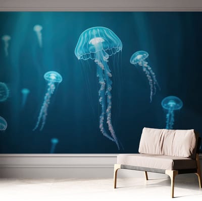 Coloray Zelfklevend Behang - Maritieme elegantie Zelfklevend fotobehang - 312x250 cm - Blauw Zelfklevend Behang - Voor de badkamer, slaapkamer en woonkamer. - Peel-and-stick techniek - Stickerbehang op rol
