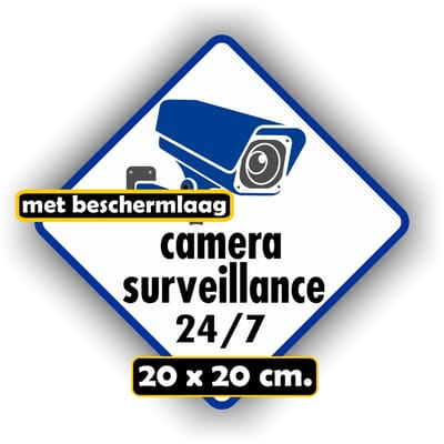Jerma - Camera surveillance - Sticker Engels - 20 cm - Zelfklevend - Vinyl - Weerbestendig - Krasvrij
