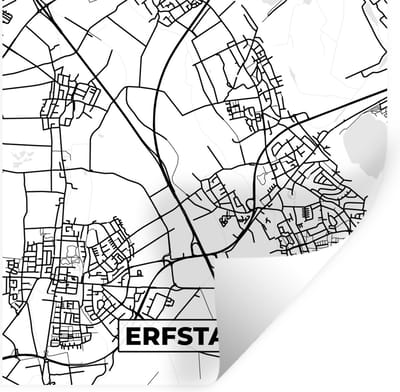 Muurstickers - Sticker Folie - Erfstadt - Plattegrond - Kaart - Stadskaart - 100x100 cm - Plakfolie - Muurstickers Kinderkamer - Zelfklevend Behang XXL - Zelfklevend behangpapier - Stickerfolie