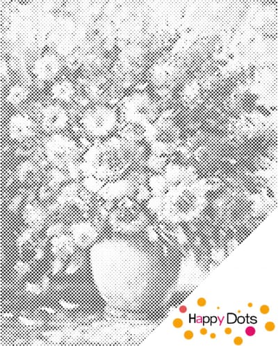 HappyDots DOT Painting Vaas met bloemen 40x50cm - Stippelschilderij