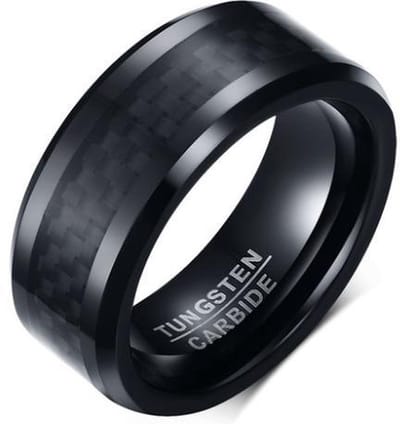 Ring Wolfraamcarbide Zwart | Heren | Dames | Sieraad | Sterkste materiaal | 8 mm. | Jonline