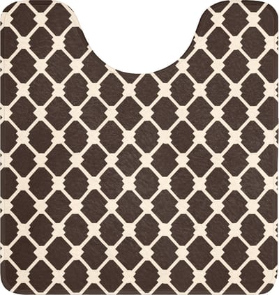 WC mat met uitsparing 55x60 cm - Antislip - Bruin - Ruitpatroon - Geometrisch - Toiletmat met uitsnijding - Vloermat - Douchemat - Toilet tapijt - Toiletmatten