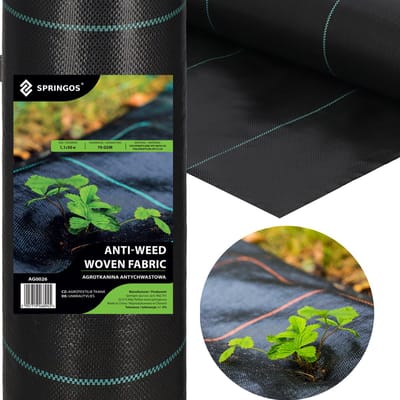 Springos Worteldoek - Anti -Onkruid - Beschermfolie -Met- Gronddoekpennen - 70g - 1,1X50 M - Zwart