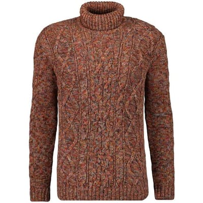 Ragman Trui Col Cable Design Pullover Terra Melange / male