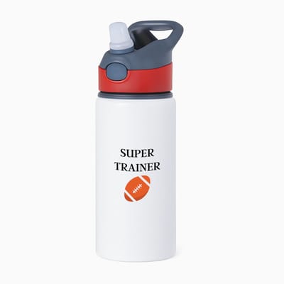Hacebo® - Super trainer waterfles met rietje rood - Sport - coach - Rugby bal - Trainer - geschenk - verjaardag - love gift - water fles - 650ML