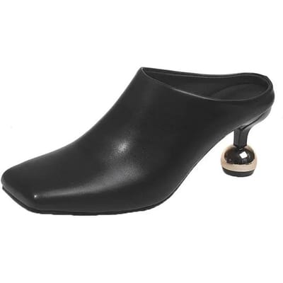 Chaussons pour femmes à bout carré et talon spécial, mules pour femmes, escarpins formels à bride de printemps, chaussures d'extérieur 42 noir