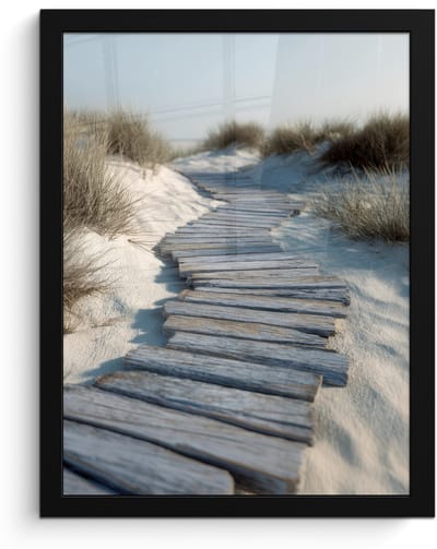 Poster in lijst - Fotolijst 30x40 cm - Posters - Pad - Planken - Duinen - Gras - Posterlijst zwart - Decoratie - Wanddecoratie woonkamer - Muurdecoratie slaapkamer