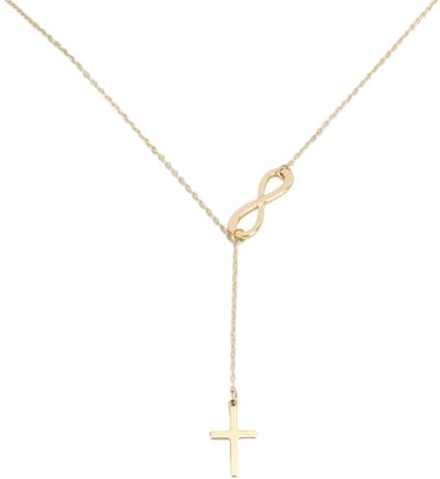 Dailygoods- Kruisketting Goud - Verstelbaar - Messing/Roestvrij Staal - Oneindige Ketting - 44 cm + 5 cm Verlengketen - Trendy Religieuze Ketting