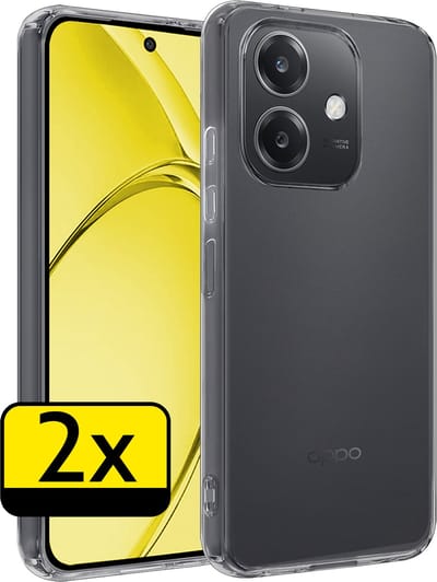 Hoesje - 2 Stuks - Geschikt voor OPPO A40 - Sterk & Shockproof - Case Siliconen - Back Cover - Telefoon Hoes - Telefoonhoesjes - Transparant