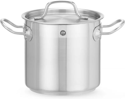 HENDI Kookpan hoog – 3L – met deksel – inductiegeschikt – koelblijvende handgrepen – roestvrij staal
