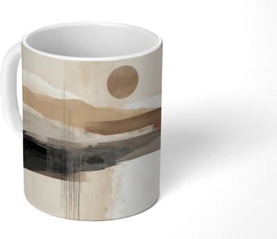 Mok - Koffiemok - Minimalistisch - Landschap - Dimensie - Mokken - 350 ML - Beker - Koffiemokken - Theemok