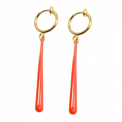 Klem oorbellen -Lafayette- Oranje- emaille- goudkleurig-geen gaatje-Charme Bijoux
