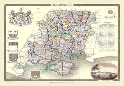 Kaart Puzzel - Hampshire Puzzel - Ontspanning - Historische Kaart - 690mm x 480mm - Multicolor