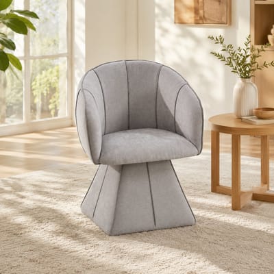 Fauteuil - Draaistoel - Omhullende armleuning - Ergonomisch ontwerp - Alles-in-één-ontwerp - Met hoge rugleuning - Modern design - Chenille - Geschikt voor de woonkamer, slaapkamer, zitkamer en showroom - Grijs