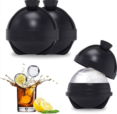 *** 4x Ronde ijsblokjes Bol Ice Ball Maker Tray - Herbruikbare siliconen ijsbalvormen met ingebouwde trechter grote ijsballen voor whisky en cocktails - van Heble® ***
