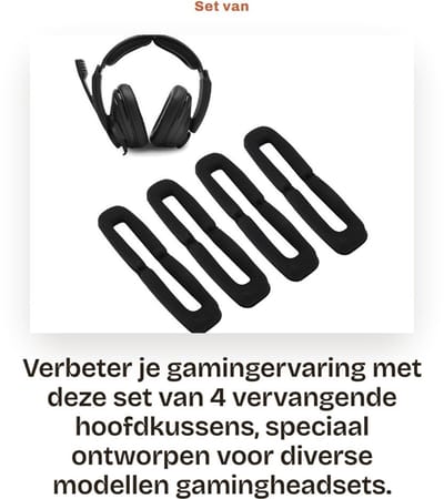 Dailygoods - Set van 4 Hoofdkussens - Vervangende Hoofdkussens - Zacht Schuim voor Gamingheadset - Comfortabel en Ademend - Geschikt voor GSP300 GSP30...